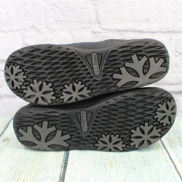 LL Bean Black Leather Lace Up Insulated Ankle Winter Boots Size 6.5 M - Picture 9 of 9